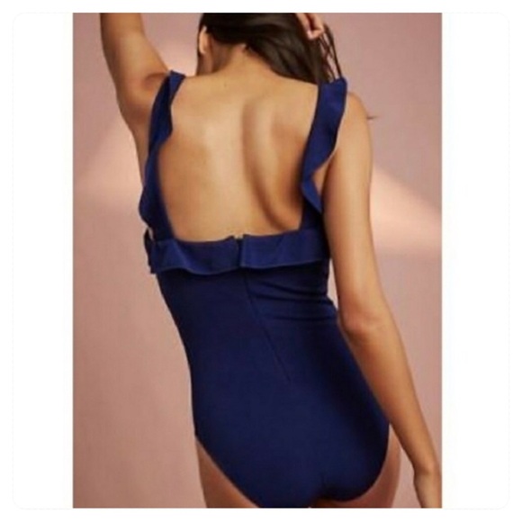 New! Anthro Capulet Royal Blue Ruffle Bodysuit - Picture 6 of 6